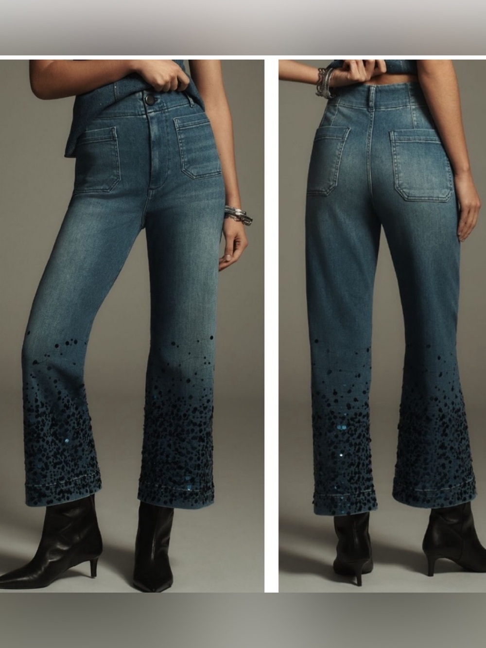 ANTHROPOLOGIE Maeve Colette crop sequin jeans size 30